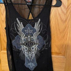 Harley Davidson Women's Tank Top - Netted Open Back
